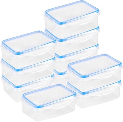 Set van 10 Transparante Opbergdozen met Deksel - 14 x 9 x 5,5 cm - 550 ml Plastic Opbergcontainers voor Organisatie en Transport