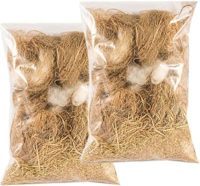 Nestmateriaal Vogels - Vogelhuis Vulling - Nest Bouwen - Natuurlijke Vezelmengeling - 80 Gram Totaal - Natuurlijk