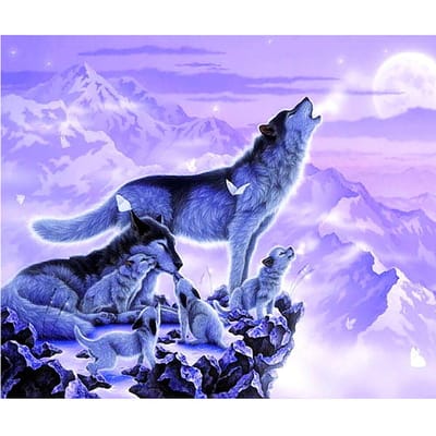 Peinture diamant famille loup 5D à faire soi-même, broderie, point de croix, strass, mosaïque, décoration d'intérieur 20X30CM blue