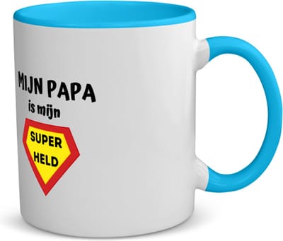 Akyol - mijn papa is mijn superheld koffiemok - theemok - blauw - Vader - super papa - vader cadeautjes - vaderdag - verjaardag - geschenk - kado - 350 ML inhoud