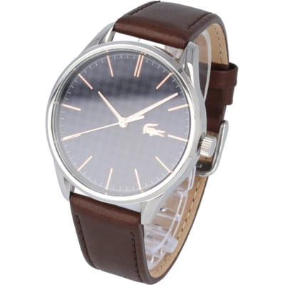 Montre analogique à quartz LACOSTE avec 3 acier inoxydable cuir et Numéro de modèle Parfaite comme cadeau pour les mains des hommes, bracelet, bracelet, marron, argent, bleu marine. gray