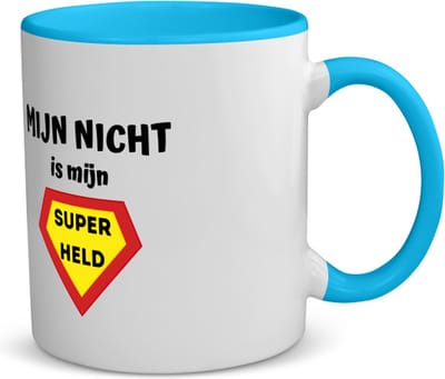 Akyol - mijn nicht is mijn superheld koffiemok - theemok - blauw - Nicht - super nicht - verjaardag - cadeautje voor nicht - nicht artikelen - kado - geschenk - 350 ML inhoud