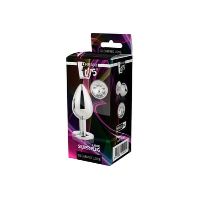 Dream Toys - Aluminium anaalplug met siersteen Large Gleaming Love - Zilver
