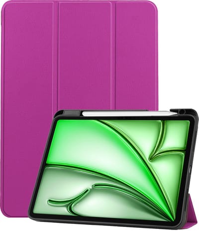 Hoesje Geschikt voor Apple iPad Air 6 (2024) - 11 inch - 6e Generatie - M2 - Dun & Stevig - Trifold Bookcase - Hard Cover Case - Met Uitsparing Geschikt voor Apple Pencil - Hardcover Book - Tablet Hoes - Paars