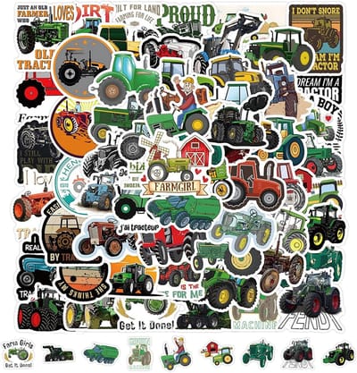 Stickers voor Tractoren - Pack van 60 - Waterproof Stickers - Scoop Stickers - Voertuig Stickers - Auto Stickers voor Koffer - Auto - Laptop - Scrapbook (4-8cm)