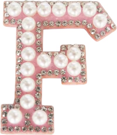 Strass Applicatie Alfabet Letter - 4,5 CM hoog - A t/m Z - Letter F - Roze met witte parels en stenen - Niet strijkbaar