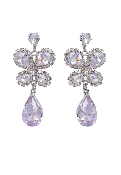 AVANT-GARDE PARIS Butterfly Drop Earrings - Zilver - 2.0cm X 4.2cm - Rhodium Plated met Teardrop en Glitterstenen