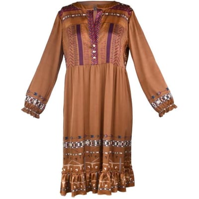 Mucho Gusto Dress Malta Cognac Camel Größe: XS | Midikleider Outlet | Damen | Braun