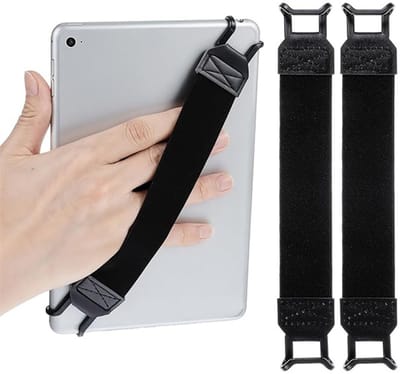 2-stuks Tablet polsband - Elastische tablet handband - Tablet valbeschermingsband - Multifunctionele tablet handgreepband - Elastische band - 20 cm - Geschikt voor 10,5-inch tablets en e-readers - Zwart