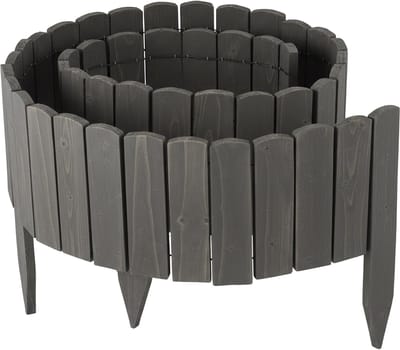 Borderrand - 200x20 cm - flexibel - hout - donkergrijs