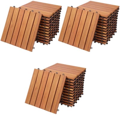 Houten vloertegels - Terrastegels kliksysteem - Tuin terras aanleggen - FSC gecertificeerd hout - 1 m² 11 stuks - Bruin