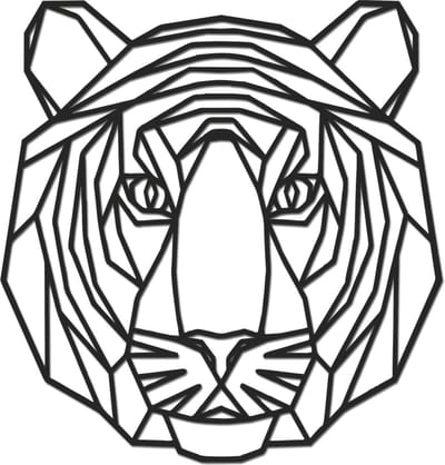 Hout-Kado - Tijger - Large - Zwart - Geometrische dieren en vormen - Hout - Lasergesneden- Wanddecoratie