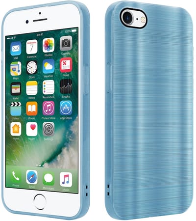 Cadorabo Hoesje geschikt voor Apple iPhone 7 / 7S / 8 / SE 2020 in Brushed Turqoise - Beschermhoes Case Cover van flexibel TPU silicone in Brushed design