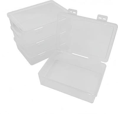 4 Stuks A5 Opbergdozen met Deksel - Stapelbare Plastic Dozen voor Thuis, Kantoor en School, Ideaal voor Dossiers, Tijdschriften en Kleine Spullen Organiseren