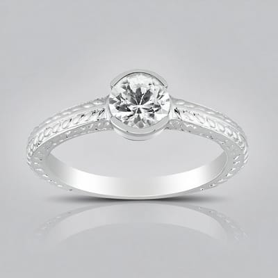 Cavill - Zilveren ring - 925 Sterling zilver, platina geplated - Cambodjaanse Zirkoon 0,865 ct rond slijpsel - Elegant verstelbaar dames sieraad