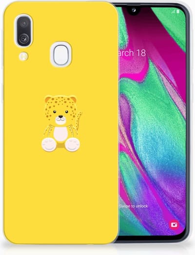 Samsung Galaxy A40 Telefoonhoesje met Naam Baby Leopard