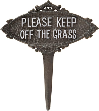 Esschert Design grasveld/gazon bordje - niet op het gras - gietijzer - 21 x 23 cm