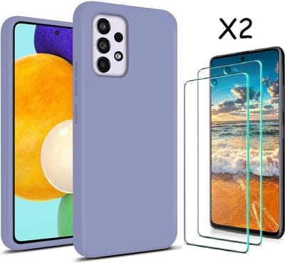 Hoesje Geschikt Voor Samsung Galaxy A53 hoesje silicone soft cover Lila - Hoesje Geschikt Voor Samsung Galaxy A53 5G Silicone colour hoesje - Galaxy A53 case Liquid Nano Silicone cover - A53 Screenprotector 2 pack