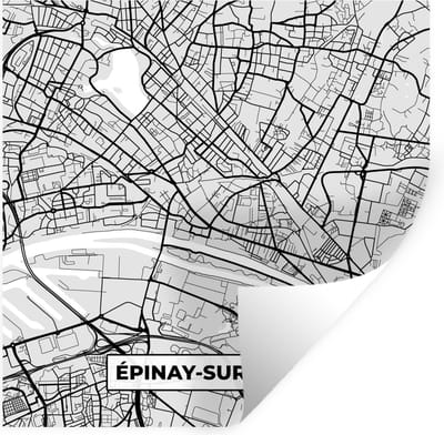 Muurstickers - Sticker Folie - Plattegrond - Épinay-sur-Seine - Stadskaart - Kaart - Frankrijk - 100x100 cm - Plakfolie - Muurstickers Kinderkamer - Zelfklevend Behang XXL - Zelfklevend behangpapier - Stickerfolie