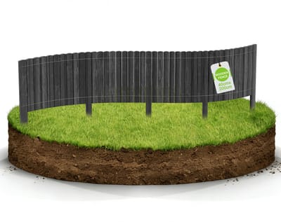Houten Tuinrand 200 cm – Flexibele Dennenhouten Tuinafsluiting met Metaaldraad – 40 cm Hoog – Tuindecoratie, Bloembed, Grasrand, Tuinhek – Antraciet
