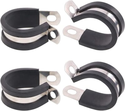 20 Stuks 1" (25mm) Kabelklemmen van Rubber met RVS Bevestiging - Geïsoleerde en Verstevigde Klemmen voor Elektrische Draad en Kabelbeheer
