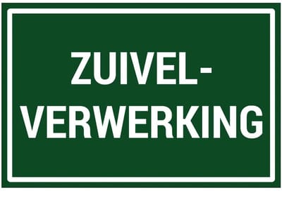 Zuivelverwerking bord | gecoat dibond materiaal | 45 x 30 cm