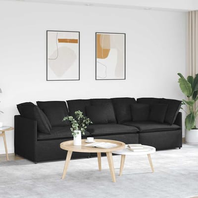 vidaXL - Modulaire - bank - met - kussens - stof - zwart