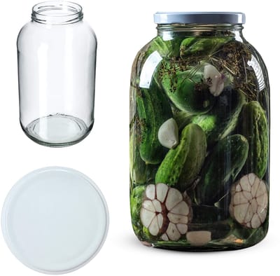 KADAX Inmaakpotten, 4 liter, diameter van 100 mm, inmaakpotten, inmaakpotten, ronde potten (1 stuk, wit deksel)