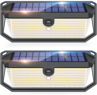 Zonnebeveiligingslichten met Bewegingssensor en 4000LM Helderheid - Waterdichte LED Lampen voor Buiten - Ideaal voor Tuin en Garage (2 stuks)