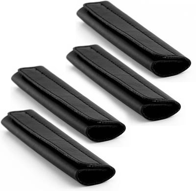Brute Strength - Leren Handvat Beschermer - 4 stuks - Zwart - Leer - Bagage organizer - Reis tas accessoire - Bag strap alternatief - Bagage - Koffer - Handgreep - Tas hanger