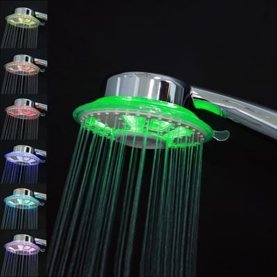 Verlichte Handdouche met 2 Modi, LED Douchestraal, Kleurrijke Douchekop met Automatische Kleurverandering en 7 Kleuren
