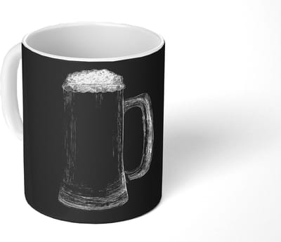 Mok - Koffiemok - Bierpul - Schuim - Krijttekening - Mokken - 350 ML - Beker - Koffiemokken - Theemok