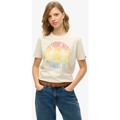 Superdry Lo-fi Outdoor Relaxed T-shirt Crème Grootte: 44