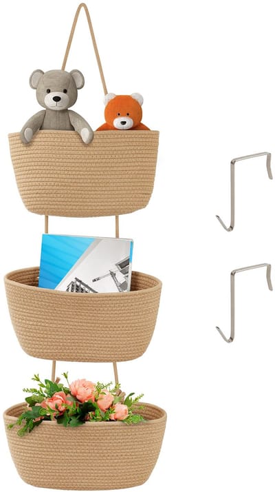 Unyqoos ® Stijlvolle Hangende Opbergmanden met Drie Niveaus voor Elke Kamer in Huis