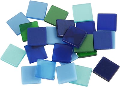 Mozaiek tegels - 100x - groen/blauw - 10 x 10 mm - kunsthars - mozaiek steentjes - mozaiken maken hobby materialen
