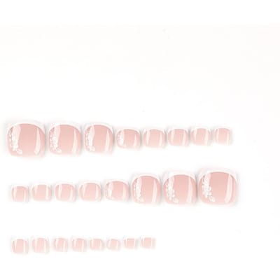 24 Stuks Korte Kistvorm Minimalistische Stijl Voet Nepnagels Press-On Nagels Nagelbenodigdheden Teennagels 24pcs white