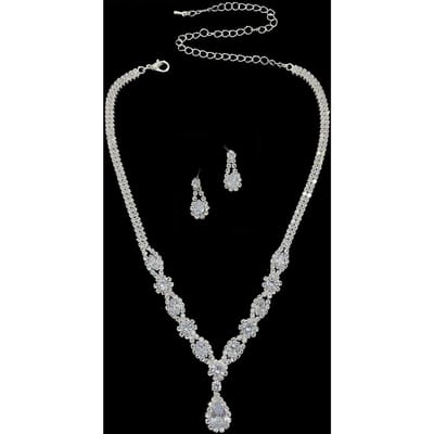 Frisse Bruids Ketting Oorbellen Sieraden Set Zirkoon Bruiloft Banket Sieraden Bruidsjurk Accessoires