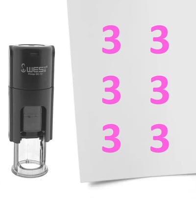 CombiCraft Stempel Getal 3 10mm rond roze inkt - per 1 stuk
