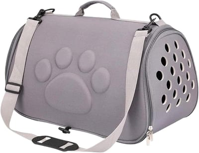 Transportbox Huisdieren - Draagtas Puppy - Veilig Vervoer - Opvouwbaar Ontwerp - 43L x 27B x 9H cm - Grijs