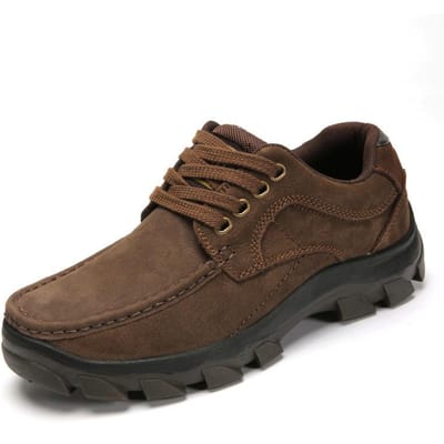 Herfst en Winter Herenschoenen Echt Leer Outdoor Vrije Tijd Leren Schoenen Heren Antislip Rundleer Werkschoenen Zachte Zool Ademend Plateauschoenen 44 black