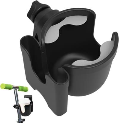 Kinderwagen Bekerhouder - Fleshouder Wandelwagen - Onderweg Drinken - Verstelbare Compatibiliteit - 15.5x11x9.5cm - Grijs