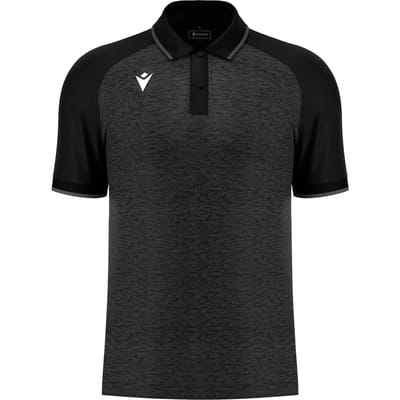 Macron Glory Aulos Polo Heren - Zwart / Antraciet | Maat: 3XL