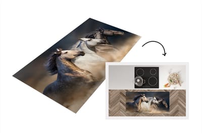 Keukenloper - Loper keuken - Paarden - Zand - Stof - 120x60 cm - Keukenloper vinyl
