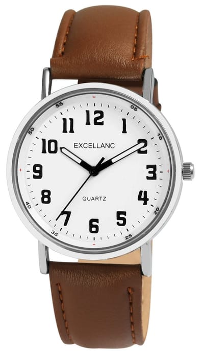 EXCELLANC Herenhorloge van imitatieleer 2900229 Leren band, lichtgevende wijzers, basic, heren