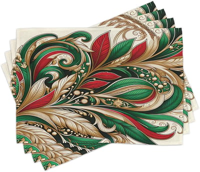 New Bed Kerstmis Kerstveren sierlijke kunst Set van 4 Placemat voor Eettafel, Wasbare Stof met Antislip Achterkant