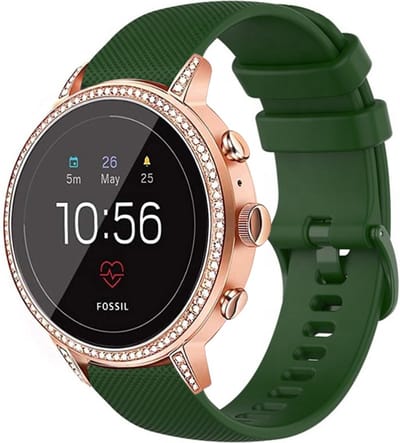 Strap-it Siliconen bandje 18mm - geschikt voor Fossil Gen 5e 42mm / Gen 6 42mm - Huawei Watch GT 4 - 41mm - Huawei Watch GT 5 - 41mm / GT 5 Pro - 42mm - Withings ScanWatch 2 - 38mm / ScanWatch Light / Steel HR 36mm - donkergroen