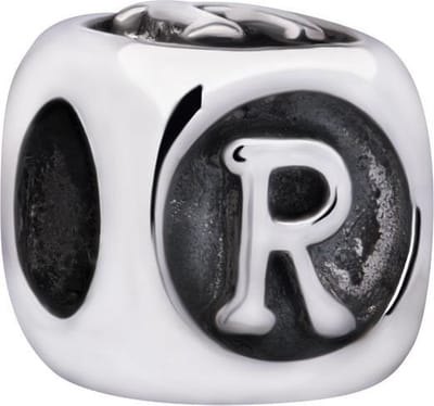 Quiges - 925 - Bedels -Sterling zilver - Beads - Alfabet Letter R Kraal Charm - Geschikt – voor - Armband Z441