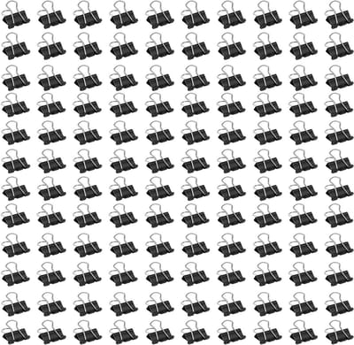 120 Pcs Vouwclips - 15mm Kleine Paperclips, Zwarte Binderclips, Metalen Klemmen voor Kantoor, School en Thuisgebruik