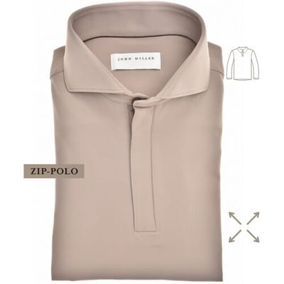 John Miller Plain Hyperstretch Comfort Poloshirt Midden Bruin / male