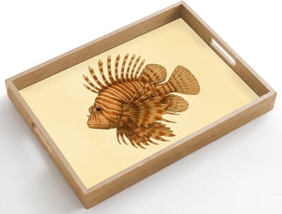 Dienblad hout 50x35 cm - Schootdienblad - Strepen - Vis - Rond - Stekels - Borrelplank rechthoek - Plateau dienbladen